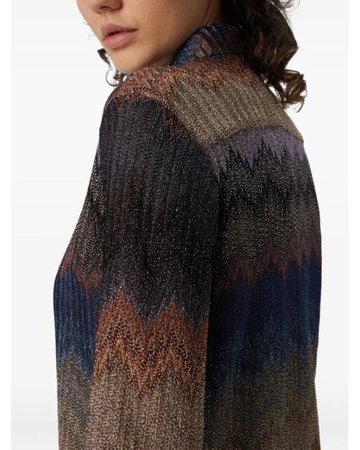 Missoni Black Chevron-Pattern Metallic Shirt