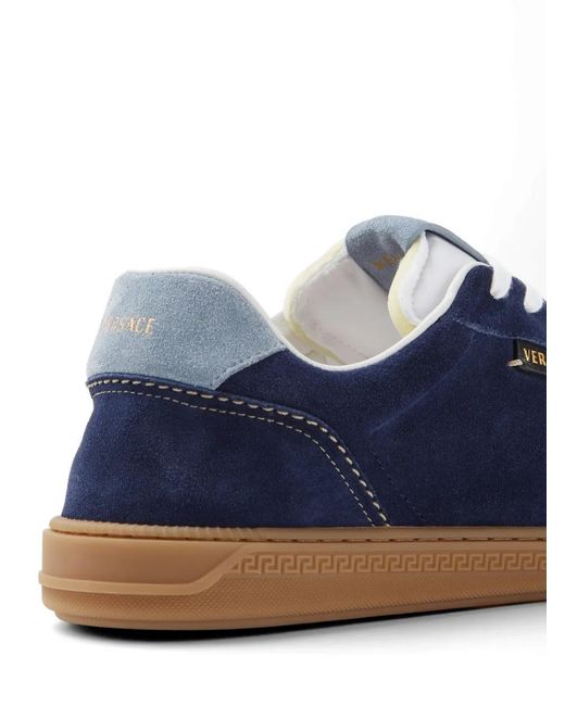 Versace Blue Baskets Greca Court En Daim for men