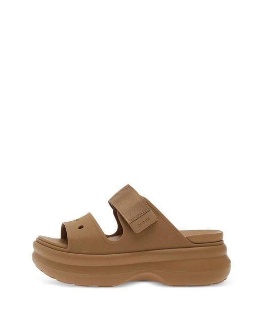 CROCSTM Brown Soho Two Platform Touch-Strap Sandals