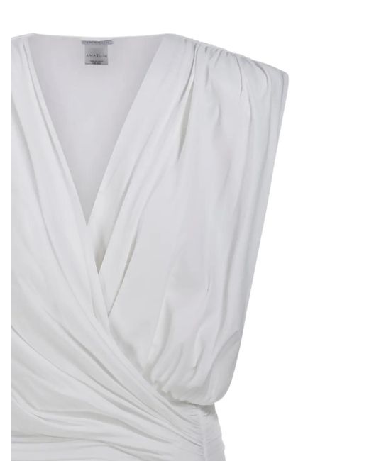 Amazuìn Gray Draped V-Neck Dress