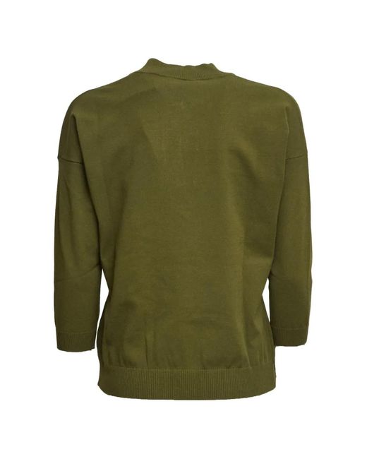 Fay Green Ribbed V-Neck Sweater