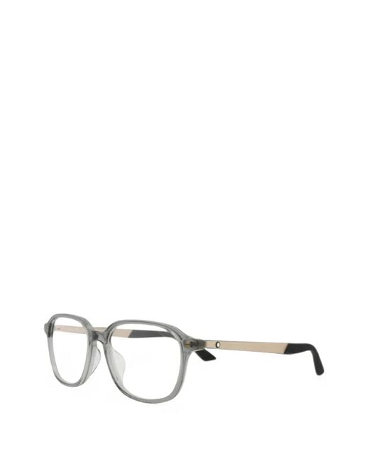 Montblanc White Square-Frame Glasses for men