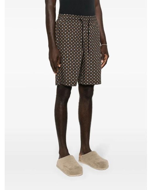 A.P.C. Black Vincento Geometric-Pattern Shorts for men
