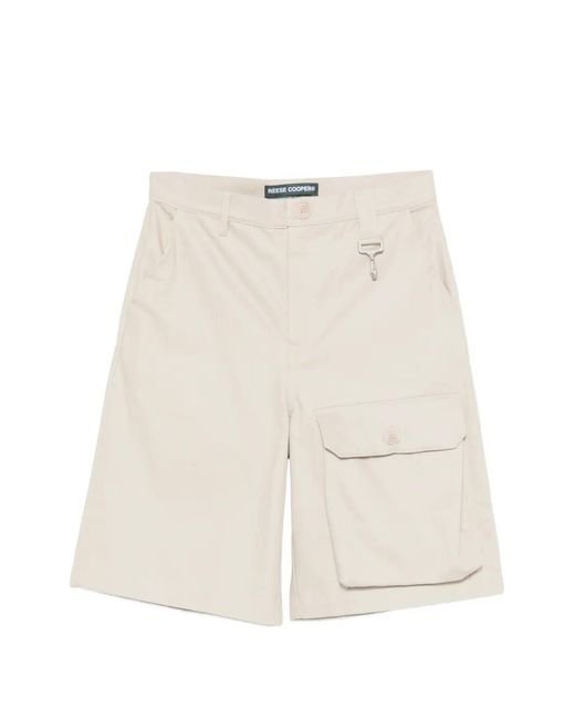 Reese Cooper Natural Herringbone Cargo Shorts for men