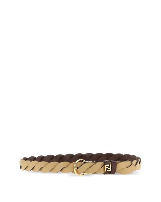 Fendi White Ff Reversible Braided Loop Belt