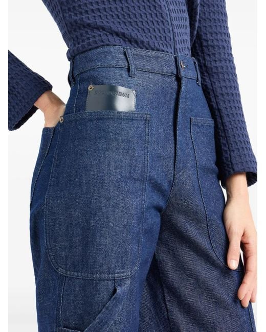 Jean Cargo J3D Taille Mi-Haute Avec Jambe Droite En Denim 310 G/M3 Emporio Armani en coloris Blue