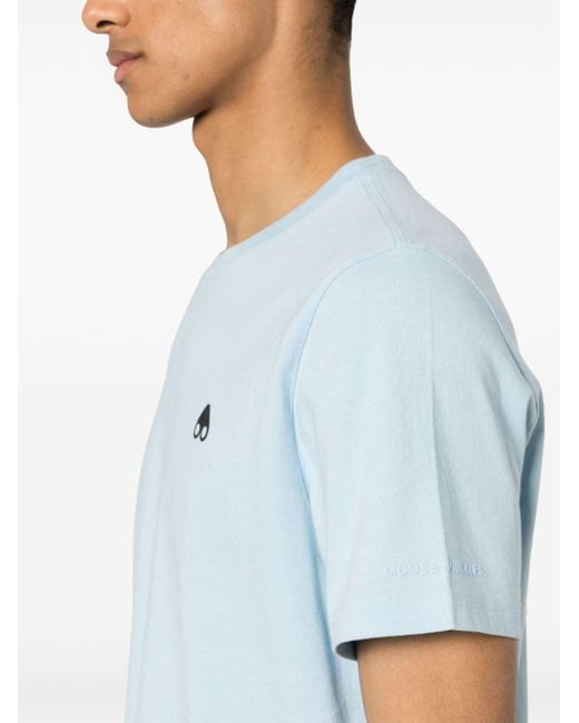 Moose Knuckles Blue Logo-printed Cotton T-shirt for men