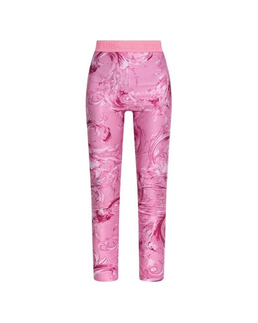 Versace Jeans Couture Pink Baroque-Print Leggings