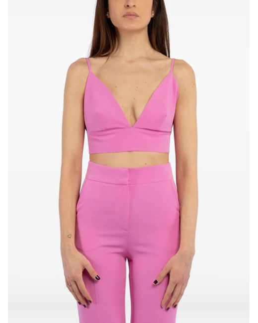 ACTUALEE Purple Spaghetti-Strap V-Neck Top