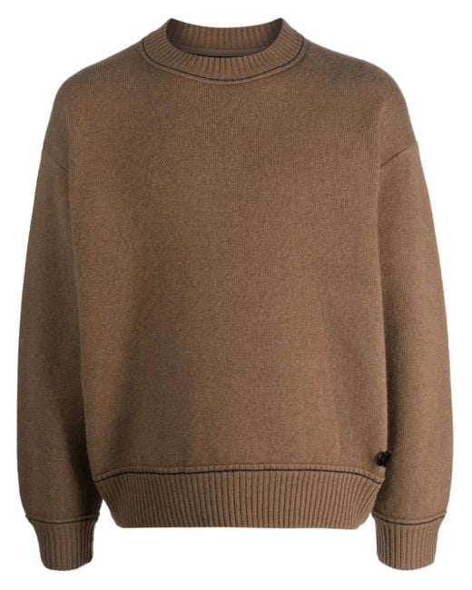 Sacai Brown Crew-Neck Pullover Jumper for men