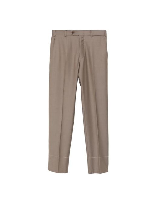 Brioni Gray Tigullio Pressed-Crease Tailored Trousers for men