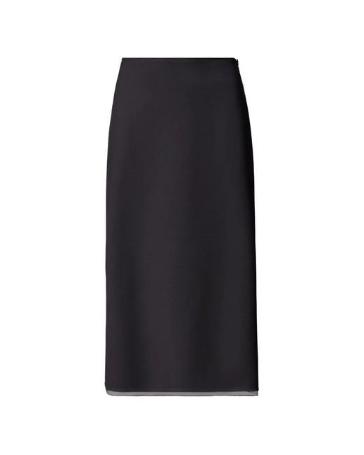 Fabiana Filippi Black Mesh-Hem Midi Skirt