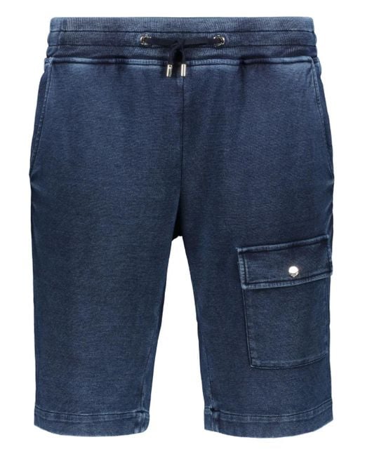 Moorer Blue Cotton Bermuda Shorts for men