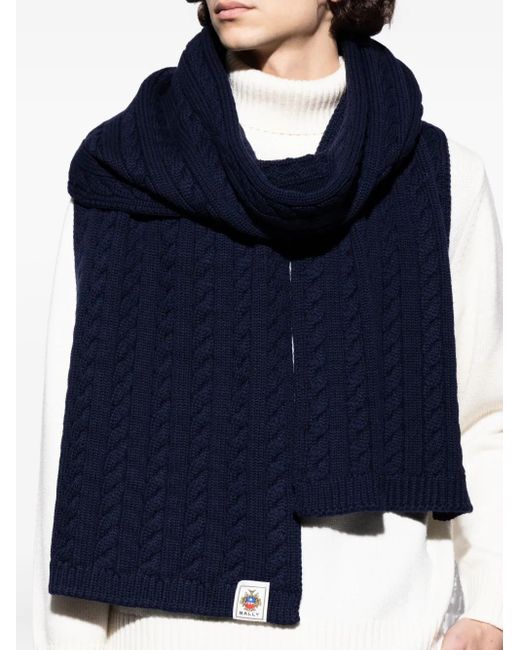 Bally Blue Cable-Knit Scarf for men
