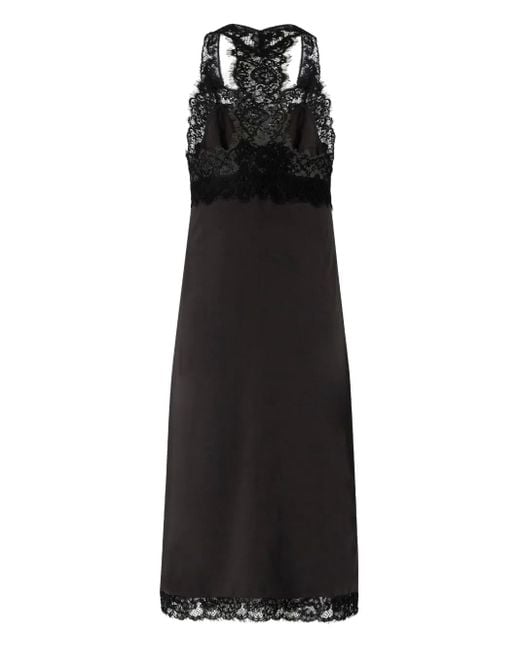 pinko black lace dress Pinko Lace-Trimmed Slip Party Dress in Black