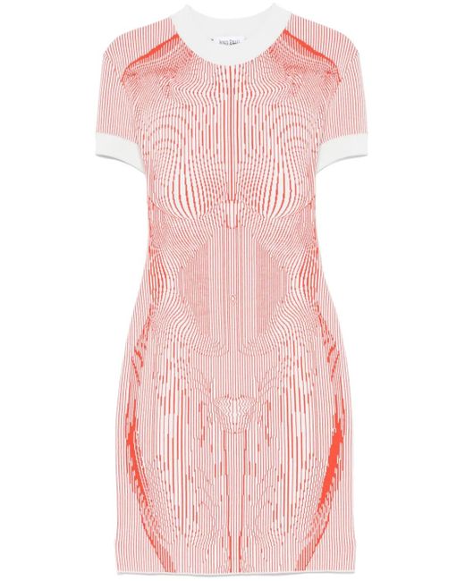 Jean Paul Gaultier Pink The Morphing Pinstripes Dress