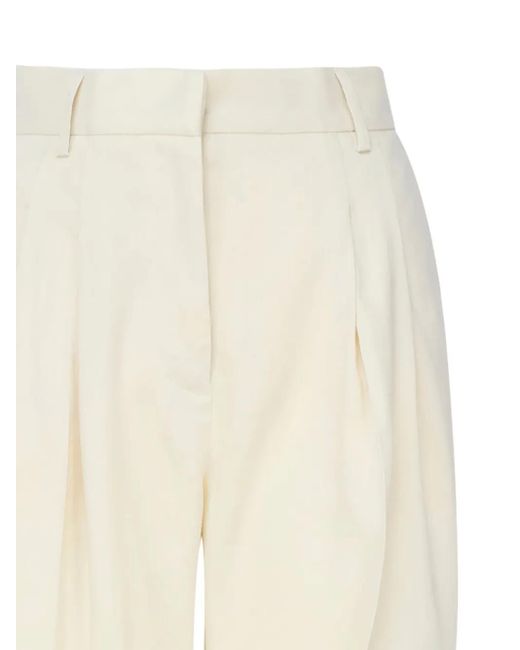 ANDAMANE White Pleated-Front Cuffed-Hem Trousers