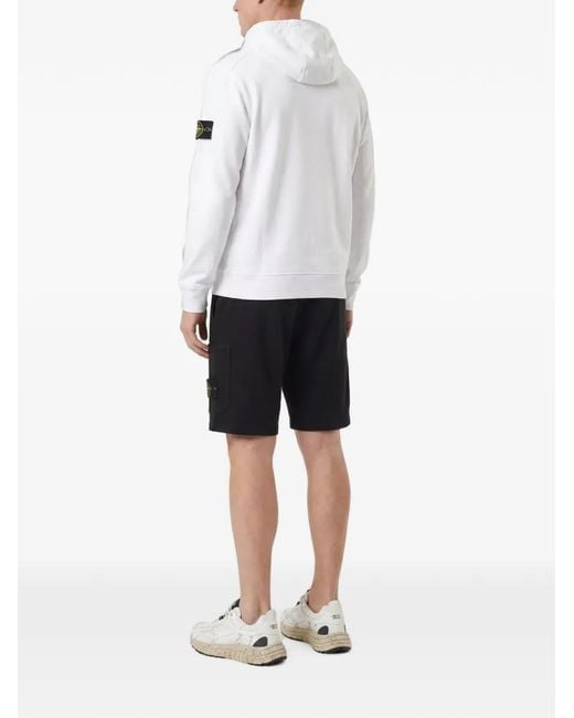 Stone Island Black Logo-Patch Cargo Shorts for men