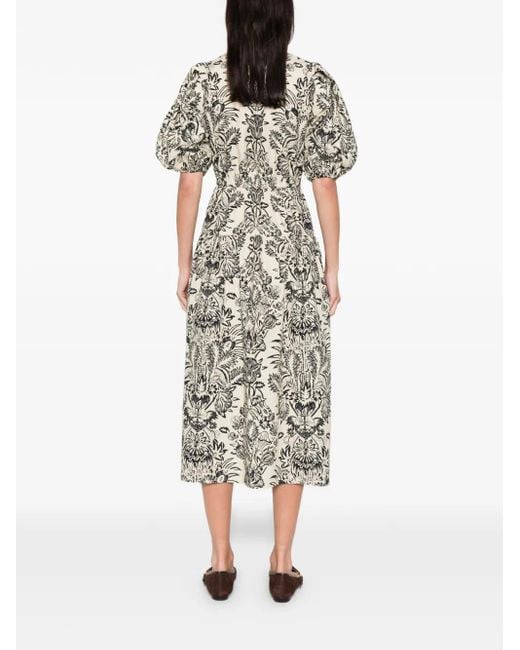 Ulla Johnson White Harriet Midikleid mit Puffärmeln