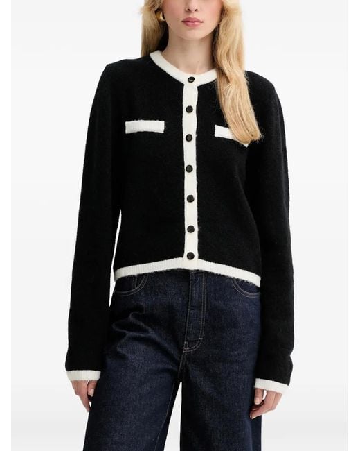 Gestuz Blue Chest-Pocket Button-Up Cardigan