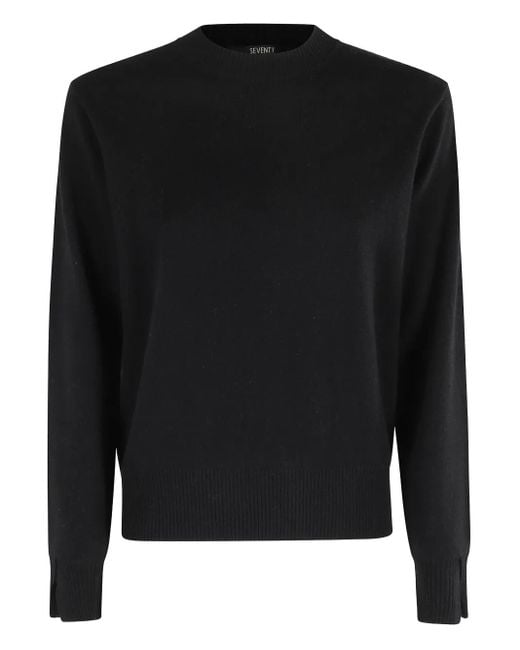Seventy Black Round-Neck Ribbed Sweater