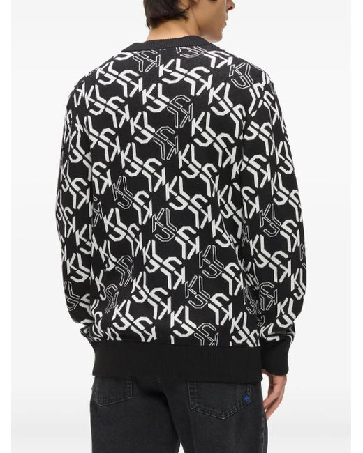Karl Lagerfeld Black Monogram-Pattern Sweater for men