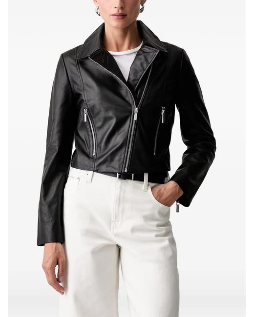 ARMANI EXCHANGE Black Zip-Fastening Leather Jacket
