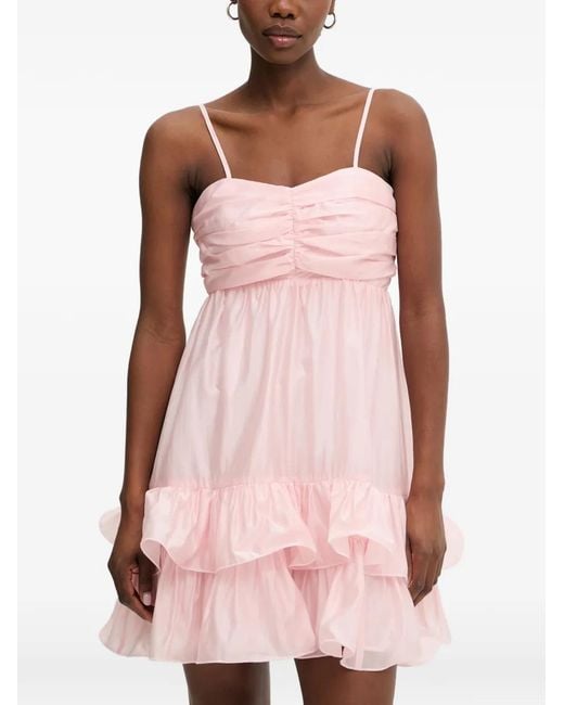 Morgan Pink Ruched Tiered Mini Dress