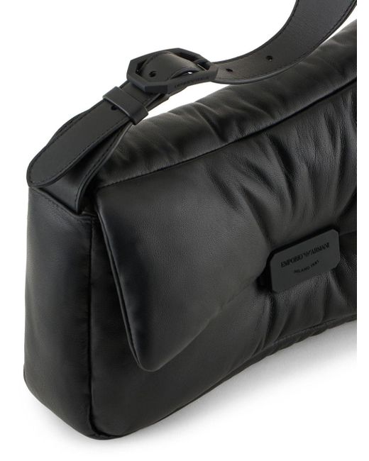 Emporio Armani Black Logo-plaque Leather Shoulder Bag
