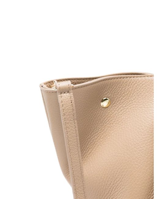 ADRIANNA FERETTI Natural Twist-Lock Pebbled Tote Bag