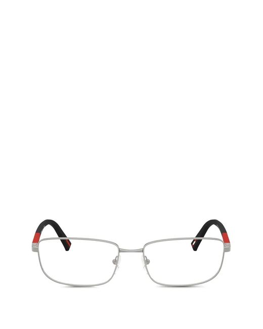 Prada Linea Rossa White Rectangle-Frame Glasses for men