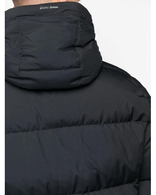 Herno Blue Quilted Hooded Padded Coat for men