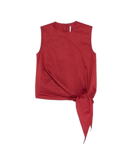 Liviana Conti Red Gwen Knot-Detail Top