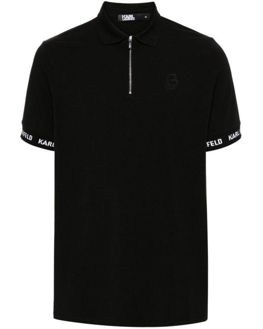 Karl Lagerfeld Black Ikonik Karl-motif Polo Shirt for men