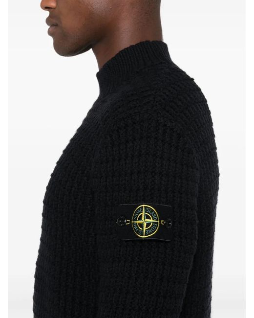Stone Island Black Essential Natural Knit Sweater for men