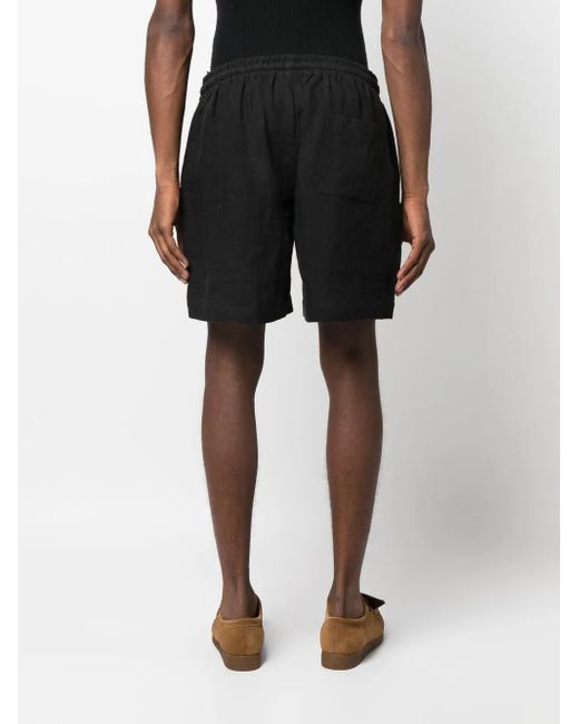 Commas Black Linen Lounge Shorts for men