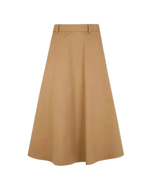 Semicouture Natural A-Line Midi Skirt