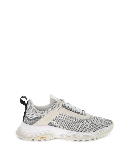 Woolrich White Perforated Suede-Trim Sneakers