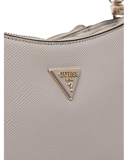 Guess Gray Logo-Plaque Textured-Finish Shoulder Bag