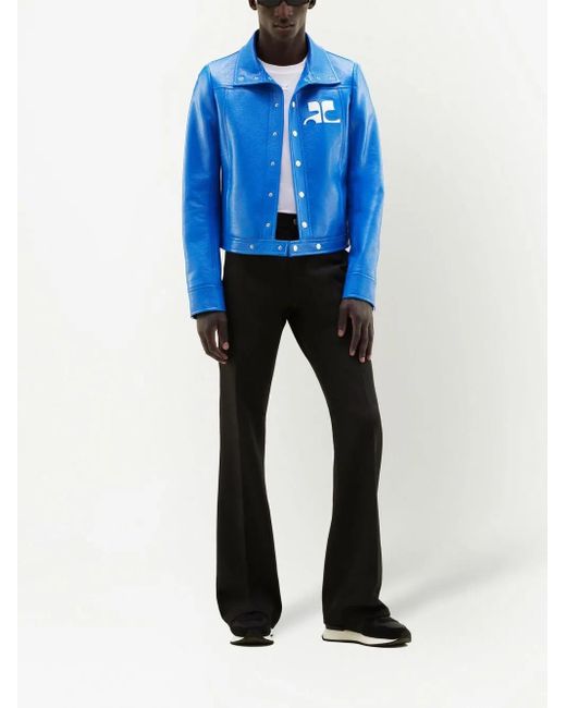 Courreges Blue Chest Logo-Patch Shirt Jacket for men