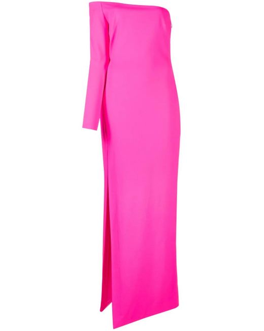 Solace London Pink Palmer One-Shoulder Maxi Dress