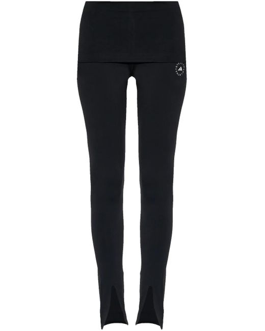Adidas By Stella McCartney Black Logo-Print High-Waisted Leggings