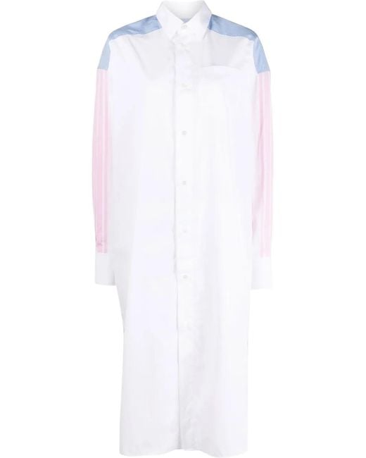 Maison Kitsuné White Colour-Block Cotton Shirt Dress