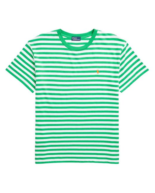 Polo Ralph Lauren Green Maglietta In Cotone Biologico A Righe