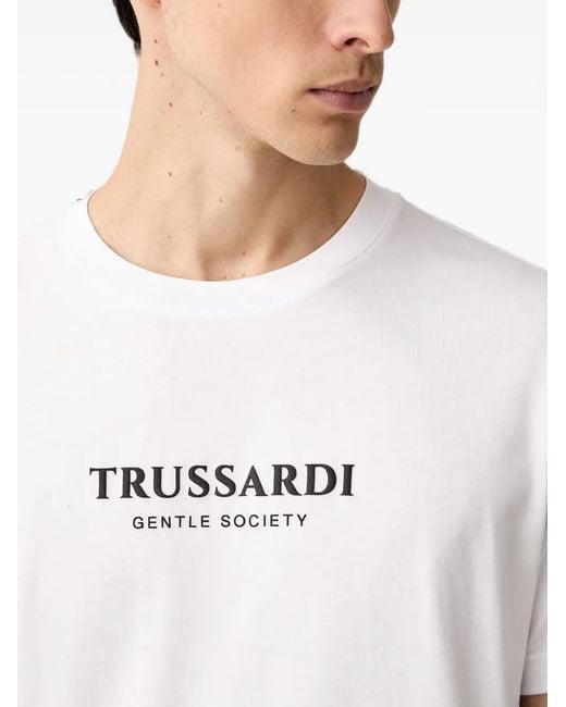 Trussardi White Logo-Print T-Shirt for men