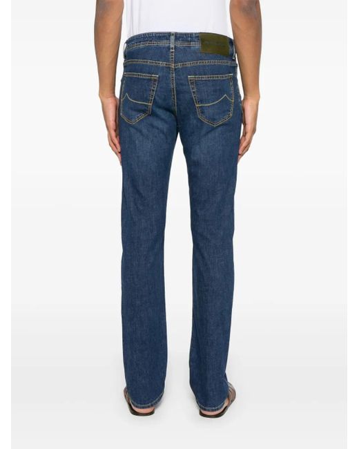 Jacob Cohen Blue Logo-Patch Jeans for men