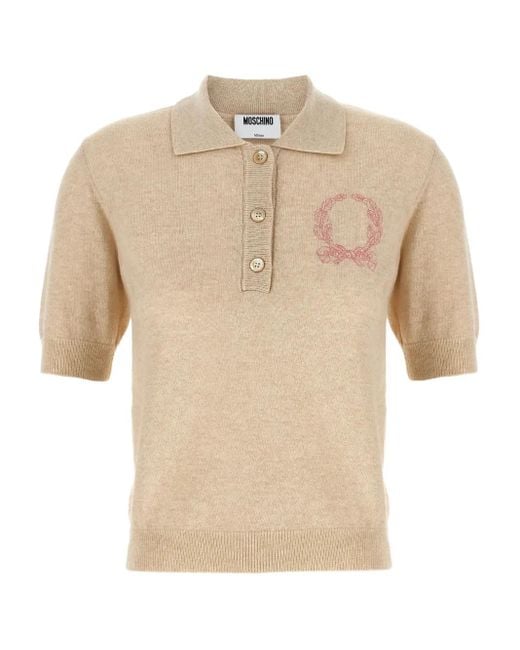Moschino Natural Short-Sleeved Polo Sweater