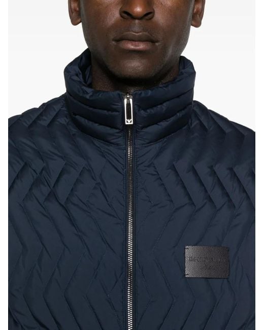 メンズ Emporio Armani シェブロンパターン キルティングジャケット Blue