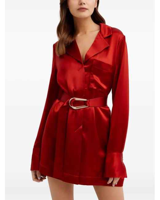 Acler Red Esmond Buttoned Belted Mini Dress