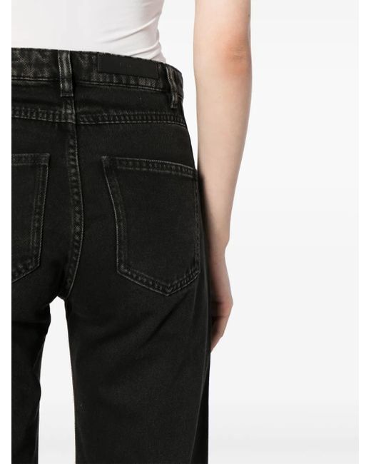 IRO Black High-Rise Straight-Leg Jeans